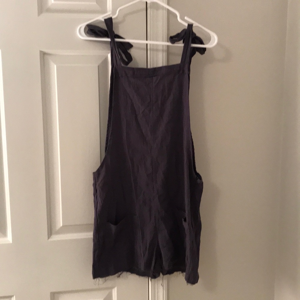 navy blue linen overalls/romper